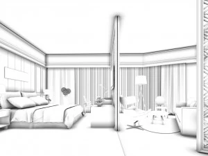 bedroom hotel suites designed a complete 84 3D Model