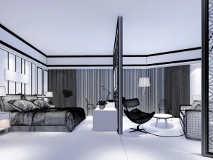 bedroom hotel suites designed a complete 84 3D Model