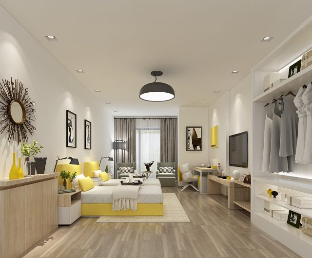 bedroom hotel suites designed a complete 91 3D Model .c4d .max .obj .3ds .fbx .stl .blend 