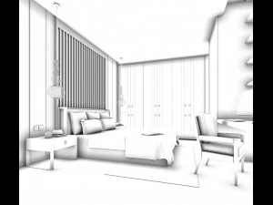 bedroom hotel suites designed a complete 93 3D Model