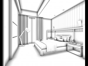 bedroom hotel suites designed a complete 97 3D 모델