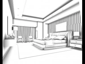 bedroom hotel suites designed a complete 107 3D Model