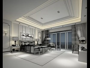 bedroom hotel suites designed a complete 108 3D Model