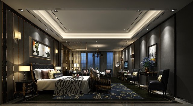 bedroom hotel suites designed a complete 113 3D Model .c4d .max .obj .3ds .fbx .stl .blend 