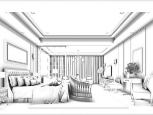 bedroom hotel suites designed a complete 113 3D Model