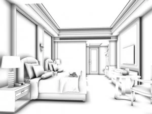 बेडरूम होटल सुइट्स पूरे 116 डिज़ाइन किए गए 3D मॉडल