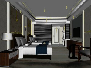 बेडरूम होटल सुइट्स पूरे 116 डिज़ाइन किए गए 3D मॉडल