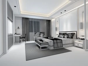 bedroom hotel suites designed a complete 125 3D Model