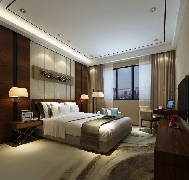 bedroom hotel suites designed a complete 129 Model 3D .c4d .max .obj .3ds .fbx .stl .blend 
