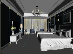 bedroom hotel suites designed a complete 132 3D Model