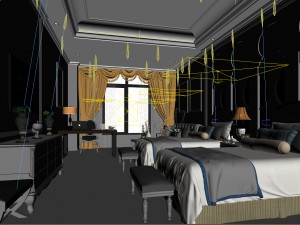 bedroom hotel suites designed a complete 134 3D मॉडल