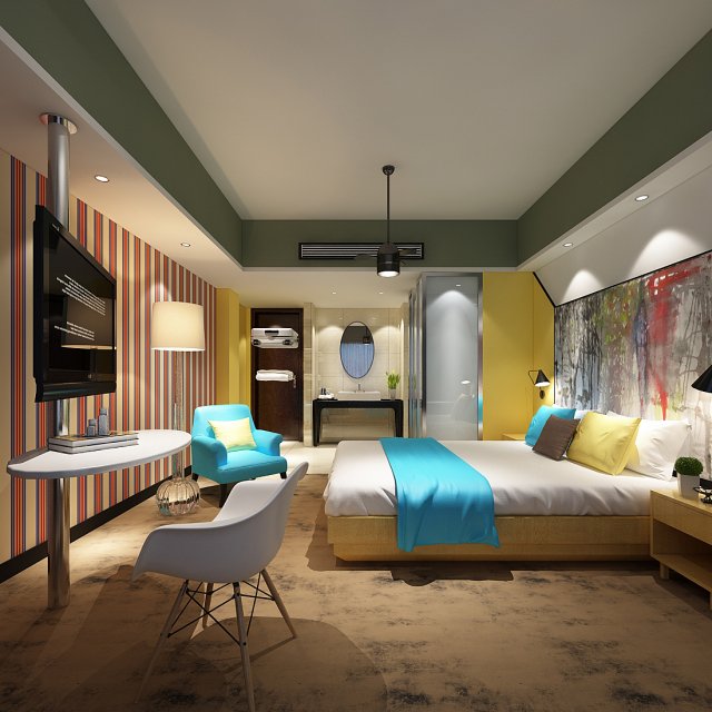 bedroom hotel suites designed a complete 135 3D Model .c4d .max .obj .3ds .fbx .stl .blend 