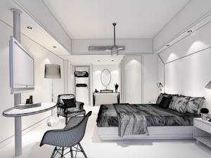 bedroom hotel suites designed a complete 135 3D Model