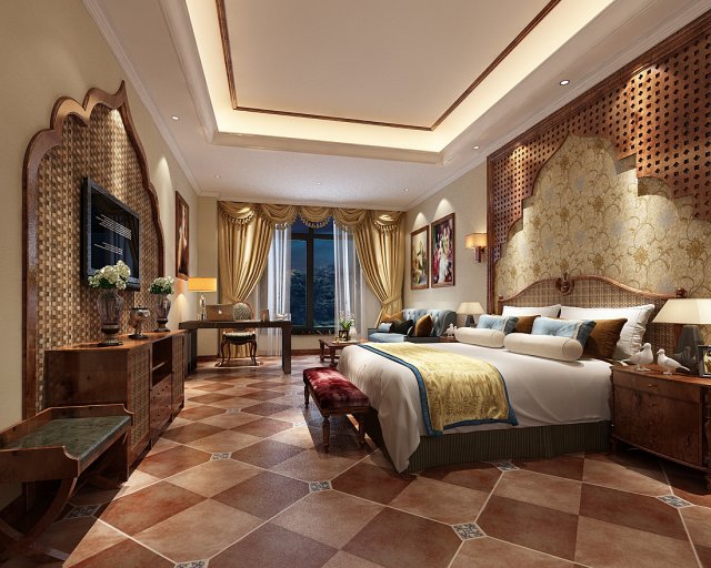 bedroom hotel suites designed a complete 136 3D Model .c4d .max .obj .3ds .fbx .stl .blend 