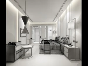 bedroom hotel suites designed a complete 142 3D Model