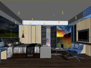 bedroom hotel suites designed a complete 143 3D Model