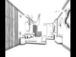 침실 호텔 스위트는 전체 144개를 설계했습니다. 3D 모델