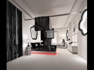 bedroom hotel suites designed a complete 144 3D 모델