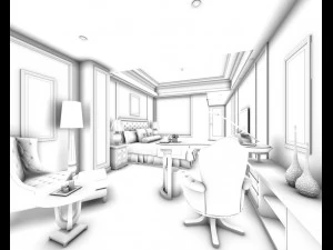 bedroom hotel suites designed a complete 150 3D Model
