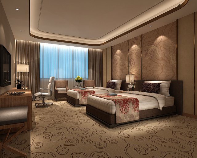 bedroom hotel suites designed a complete 153 3D Model .c4d .max .obj .3ds .fbx .stl .blend 