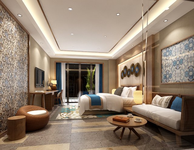bedroom hotel suites designed a complete 151 Model 3D .c4d .max .obj .3ds .fbx .stl .blend 