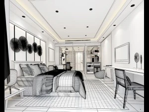 bedroom hotel suites designed a complete 151 3D Model