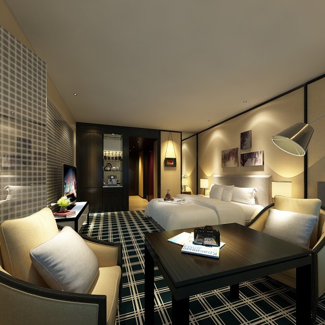 bedroom hotel suites designed a complete 156 Modèle 3D .c4d .max .obj .3ds .fbx .stl .blend 