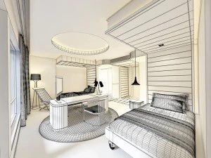 bedroom hotel suites designed a complete 160 3D Model