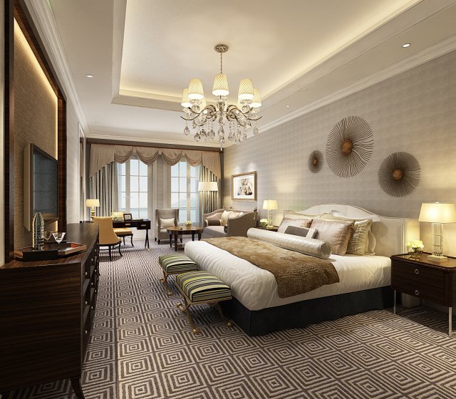 bedroom hotel suites designed a complete 163 3D 모델 .c4d .max .obj .3ds .fbx .stl .blend 
