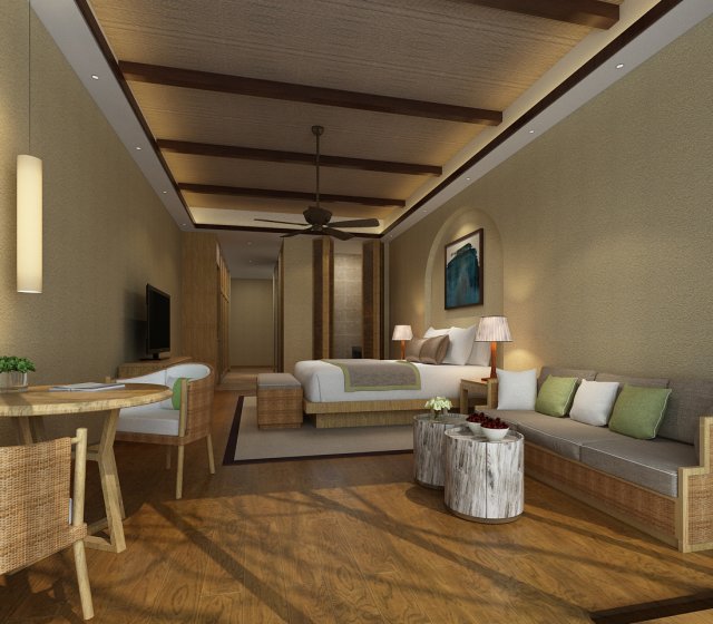 bedroom hotel suites designed a complete 165 3D Model .c4d .max .obj .3ds .fbx .stl .blend