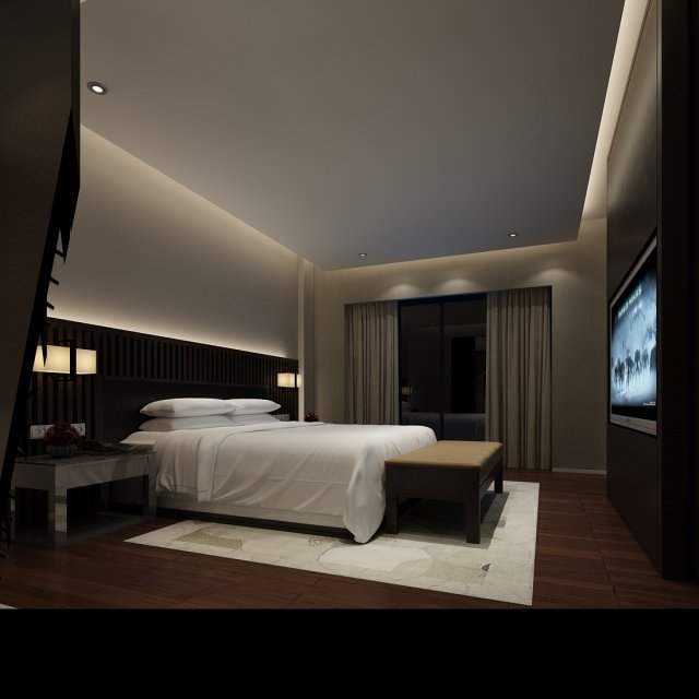 bedroom hotel suites designed a complete 168 3D Model .c4d .max .obj .3ds .fbx .stl .blend 