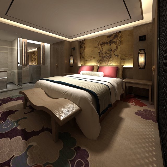 bedroom hotel suites designed a complete 174 Modello 3D .c4d .max .obj .3ds .fbx .stl .blend 