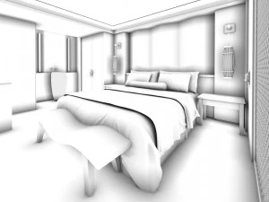 bedroom hotel suites designed a complete 174 3D Model