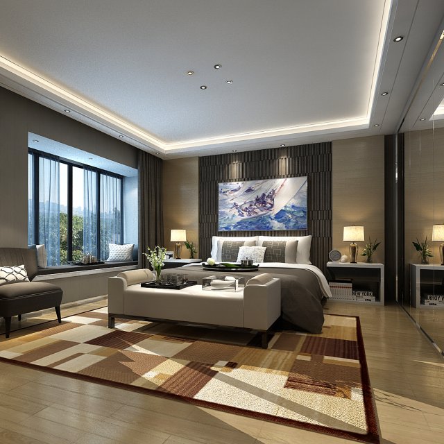 deluxe master bedroom design 04 3D मॉडल .c4d .max .obj .3ds .fbx .stl .blend 