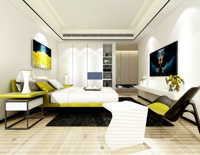 deluxe master bedroom design 06 3D Модель .c4d .max .obj .3ds .fbx .stl .blend 