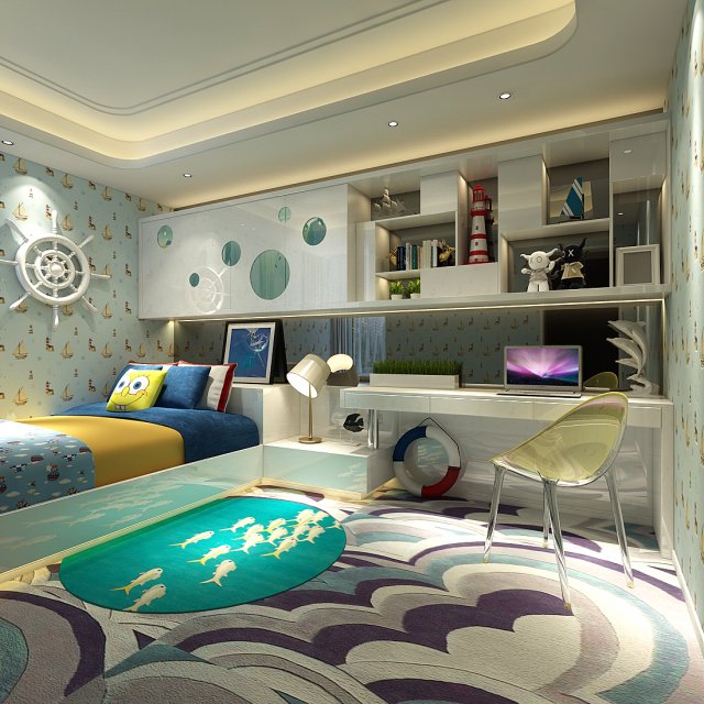 deluxe master bedroom design 07 3D 모델 .c4d .max .obj .3ds .fbx .stl .blend 