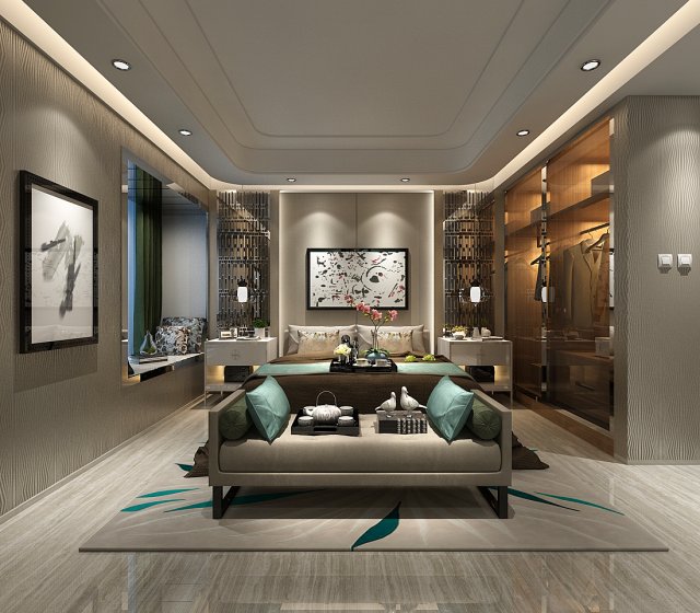 deluxe master bedroom design 15 3D 模型 .c4d .max .obj .3ds .fbx .stl .blend 