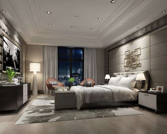 deluxe master bedroom design 23 3D Model .c4d .max .obj .3ds .fbx .stl .blend 