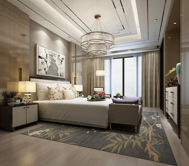 deluxe master bedroom design 45 3D Model .c4d .max .obj .3ds .fbx .stl .blend 