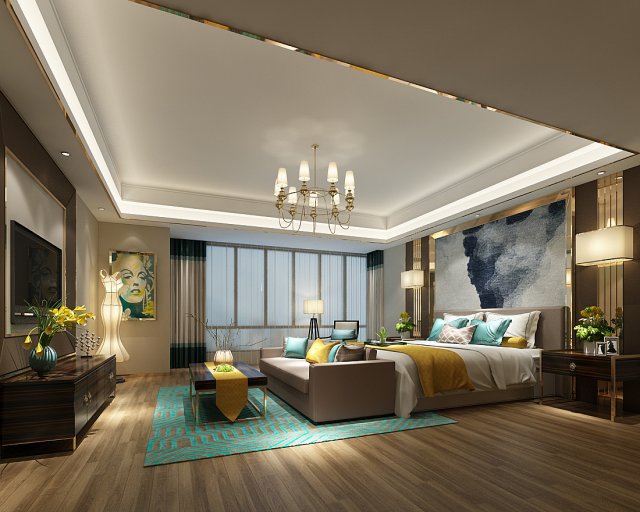 deluxe master bedroom design 53 3D Model .c4d .max .obj .3ds .fbx .stl .blend 