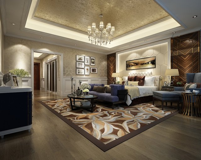 deluxe master bedroom design 55 3D मॉडल .c4d .max .obj .3ds .fbx .stl .blend 
