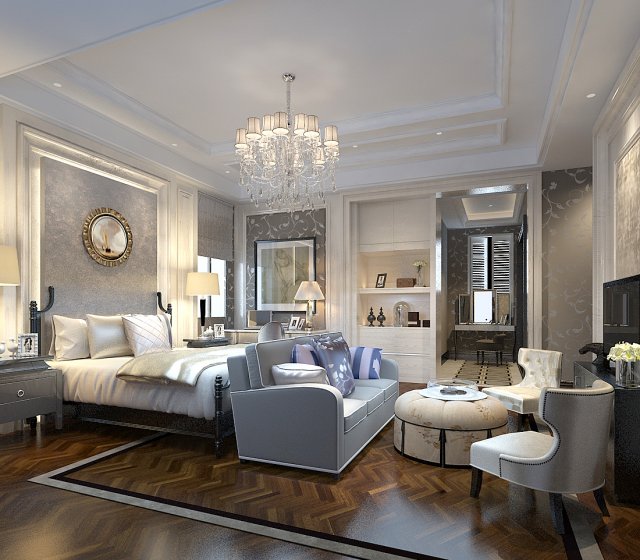 deluxe master bedroom design 68 3D Модель .c4d .max .obj .3ds .fbx .stl .blend