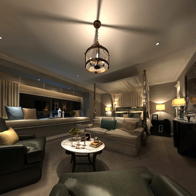 deluxe master bedroom design 69 3D Модель .c4d .max .obj .3ds .fbx .stl .blend