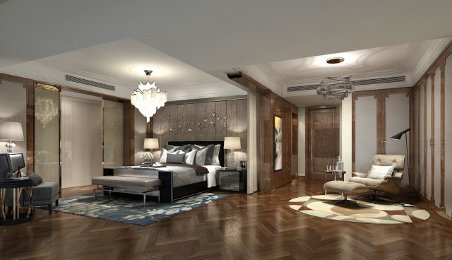 deluxe master bedroom design 79 3D Model .c4d .max .obj .3ds .fbx .stl .blend 