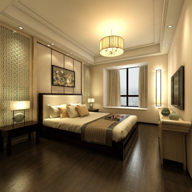 deluxe master bedroom design 98 3D Модель .c4d .max .obj .3ds .fbx .stl .blend 
