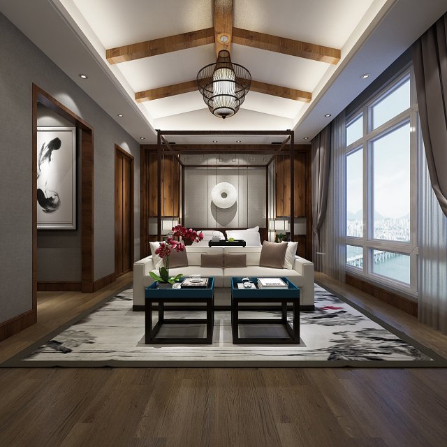 deluxe master bedroom design 100 3D Модель .c4d .max .obj .3ds .fbx .stl .blend 