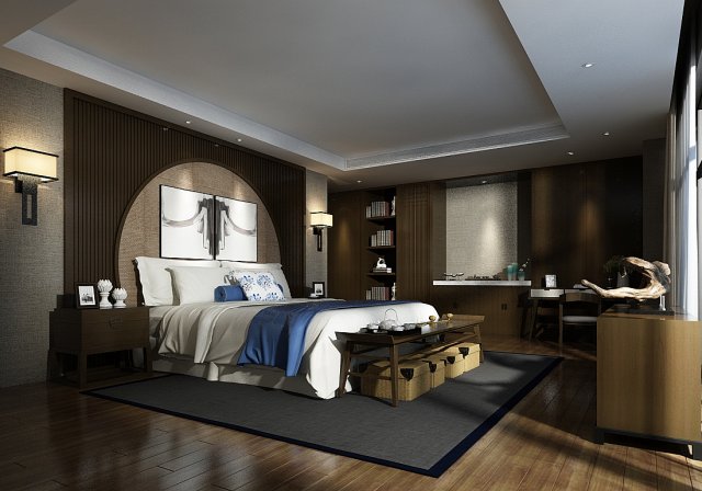 deluxe master bedroom design 101 3D Model .c4d .max .obj .3ds .fbx .stl .blend 