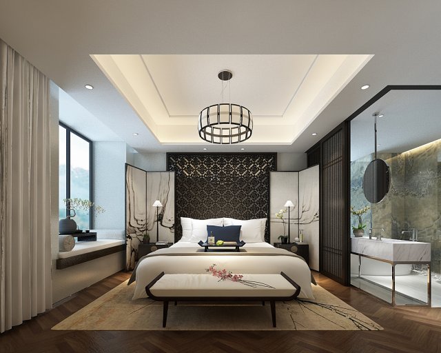 deluxe master bedroom design 102 3D Modell .c4d .max .obj .3ds .fbx .stl .blend 