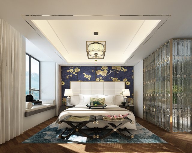 deluxe master bedroom design 103 3D Модель .c4d .max .obj .3ds .fbx .stl .blend 