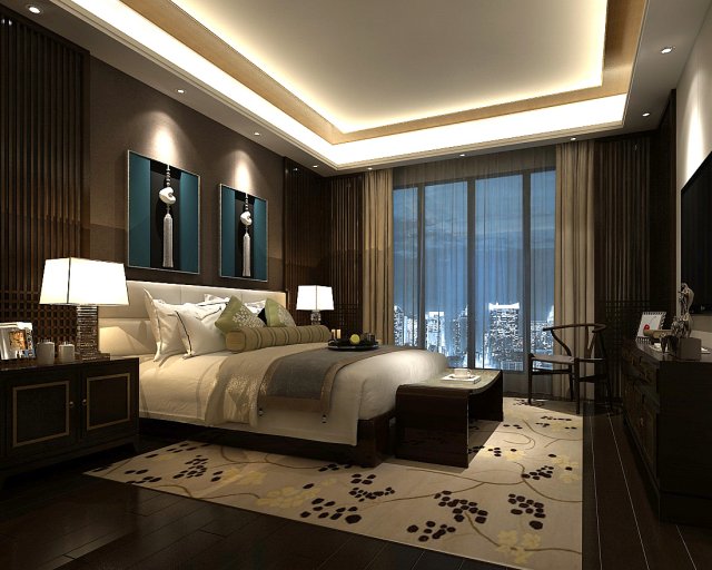 deluxe master bedroom design 105 Model 3D .c4d .max .obj .3ds .fbx .stl .blend 